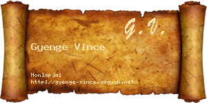 Gyenge Vince névjegykártya